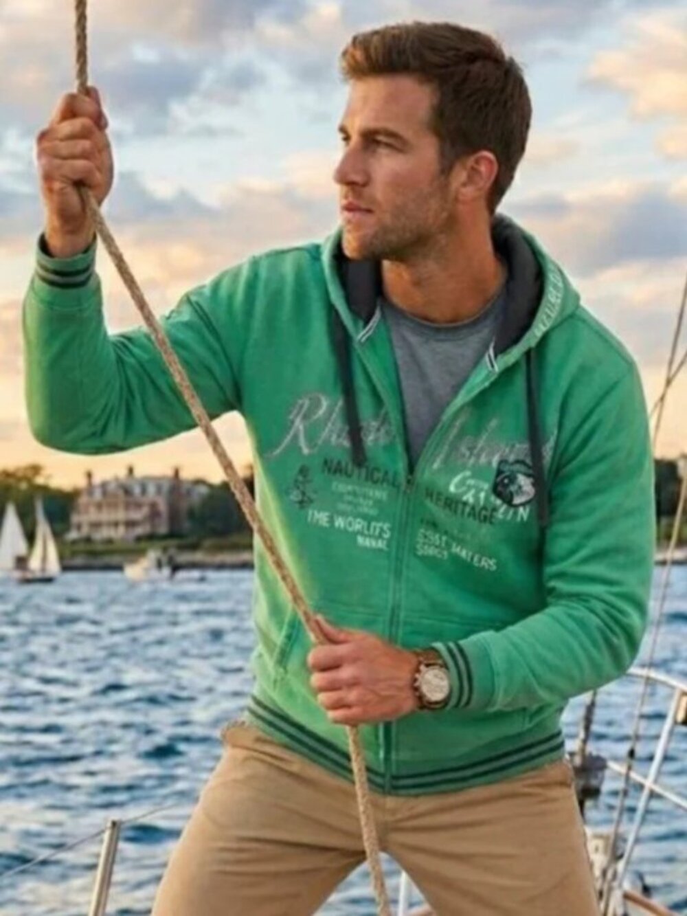 VTG Camp David Rhode Islad Nautical 1993 Green XXL Hoodie